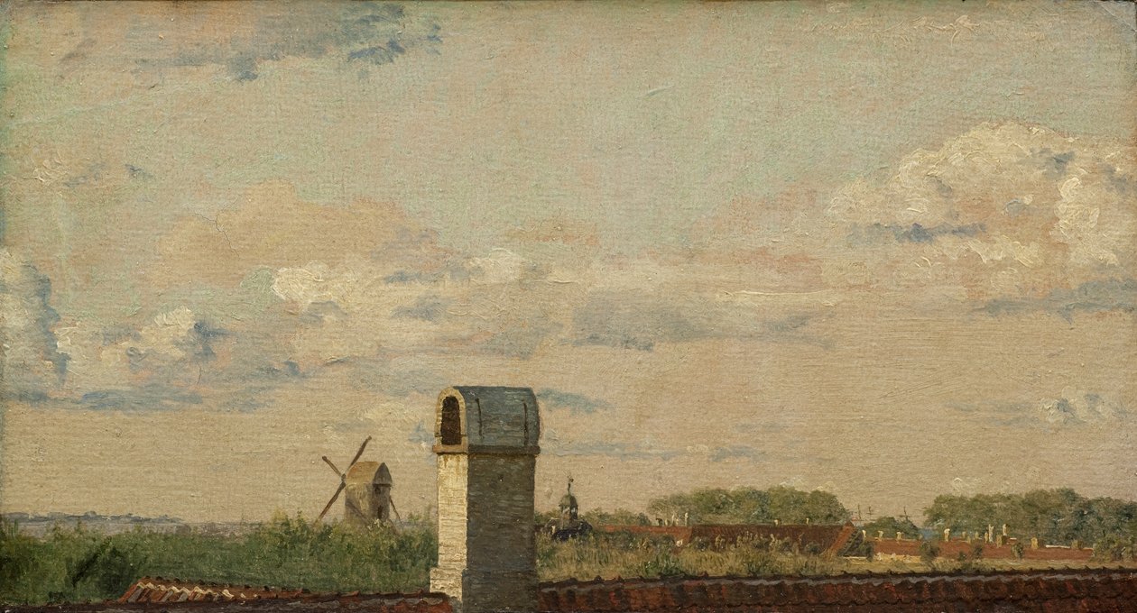 Uitzicht vanuit een raam in Toldbodvej richting de Citadel in Kopenhagen, ca. 1833 door Christen Schjellerup Kobke