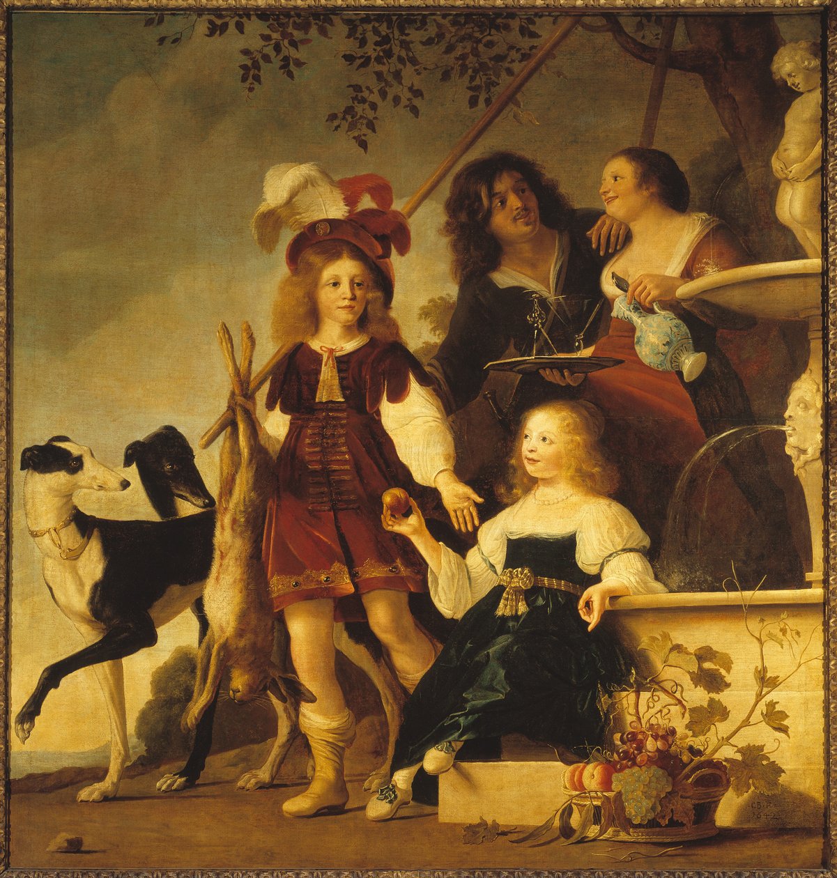 Allegorisch familieportret, 1642 door Christiaen van Couwenbergh