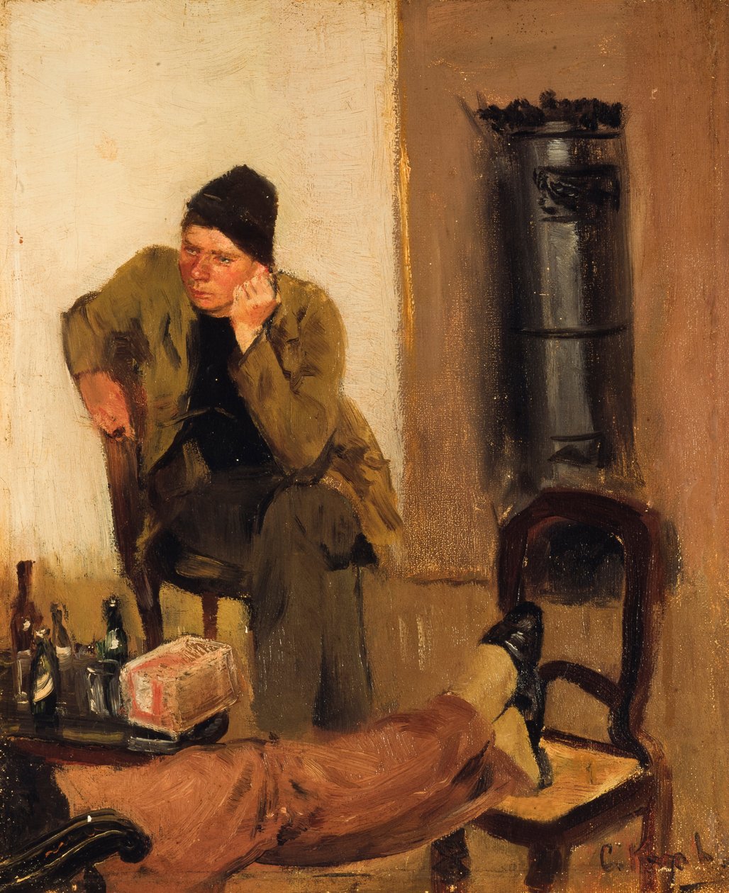 Charles Lundh in gesprek met Christian Krohg door Christian Krohg