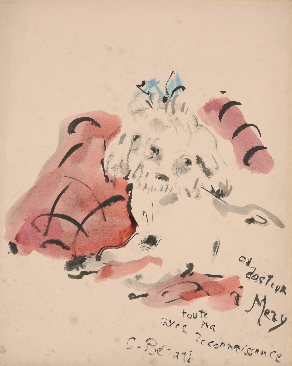 Petit chien (recto) (oliepastel, aquarel en penseel en inkt op papier) door Christian Bérard