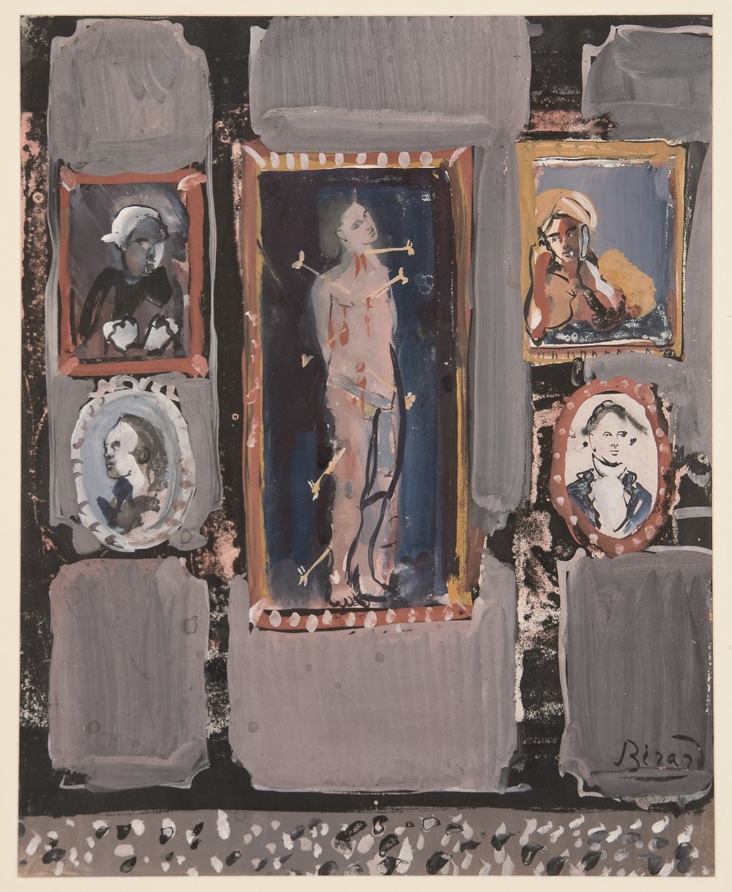 Saint Sebastien op grijze achtergrond, c. 1935-1945 door Christian Bérard