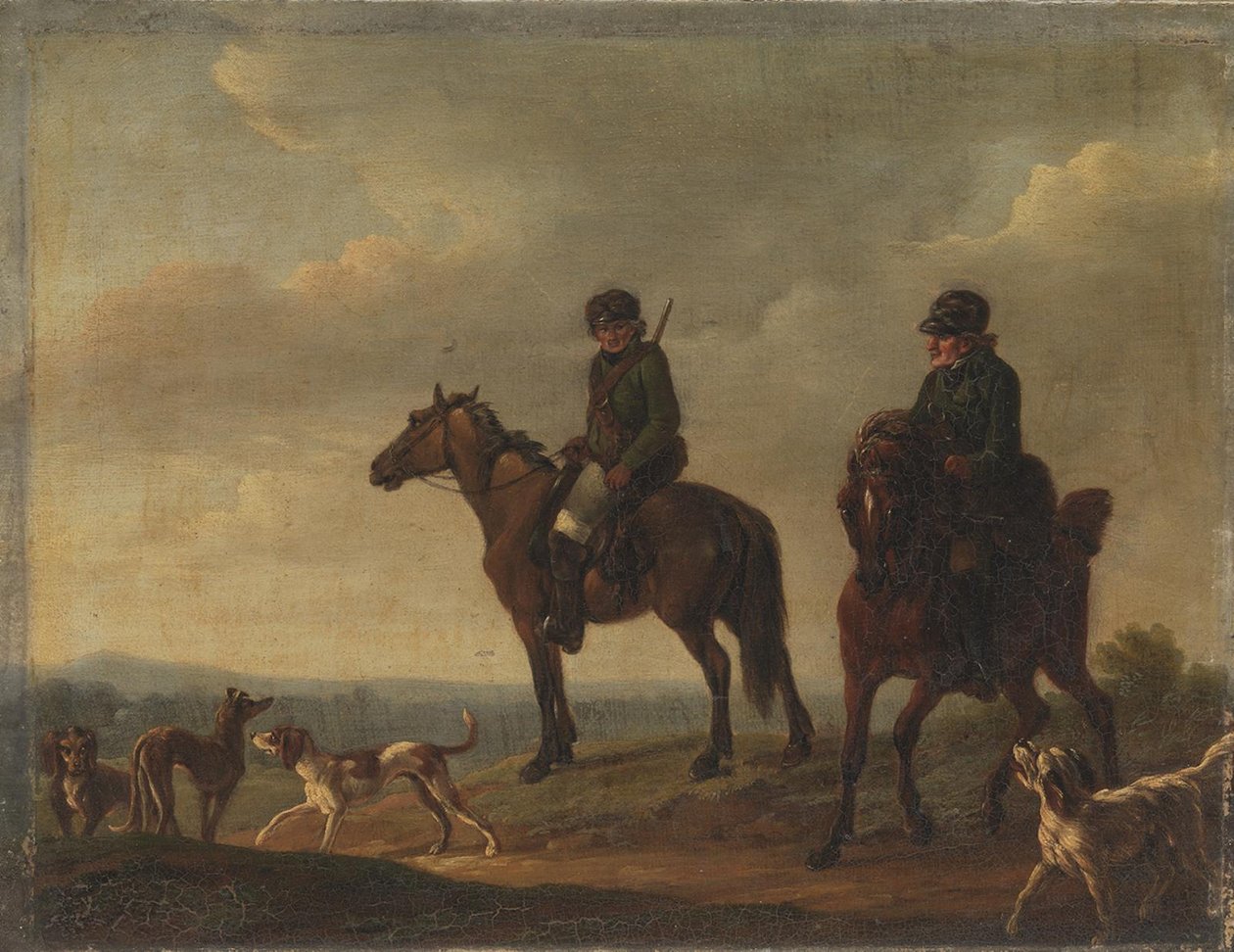 Twee Jagers te Paard door Christian David Gebauer