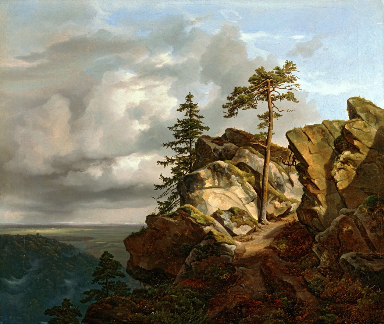 Harzlandschap (De Lüneburger Heide bij Harburg) door Christian Ernst Bernhard Morgenstern