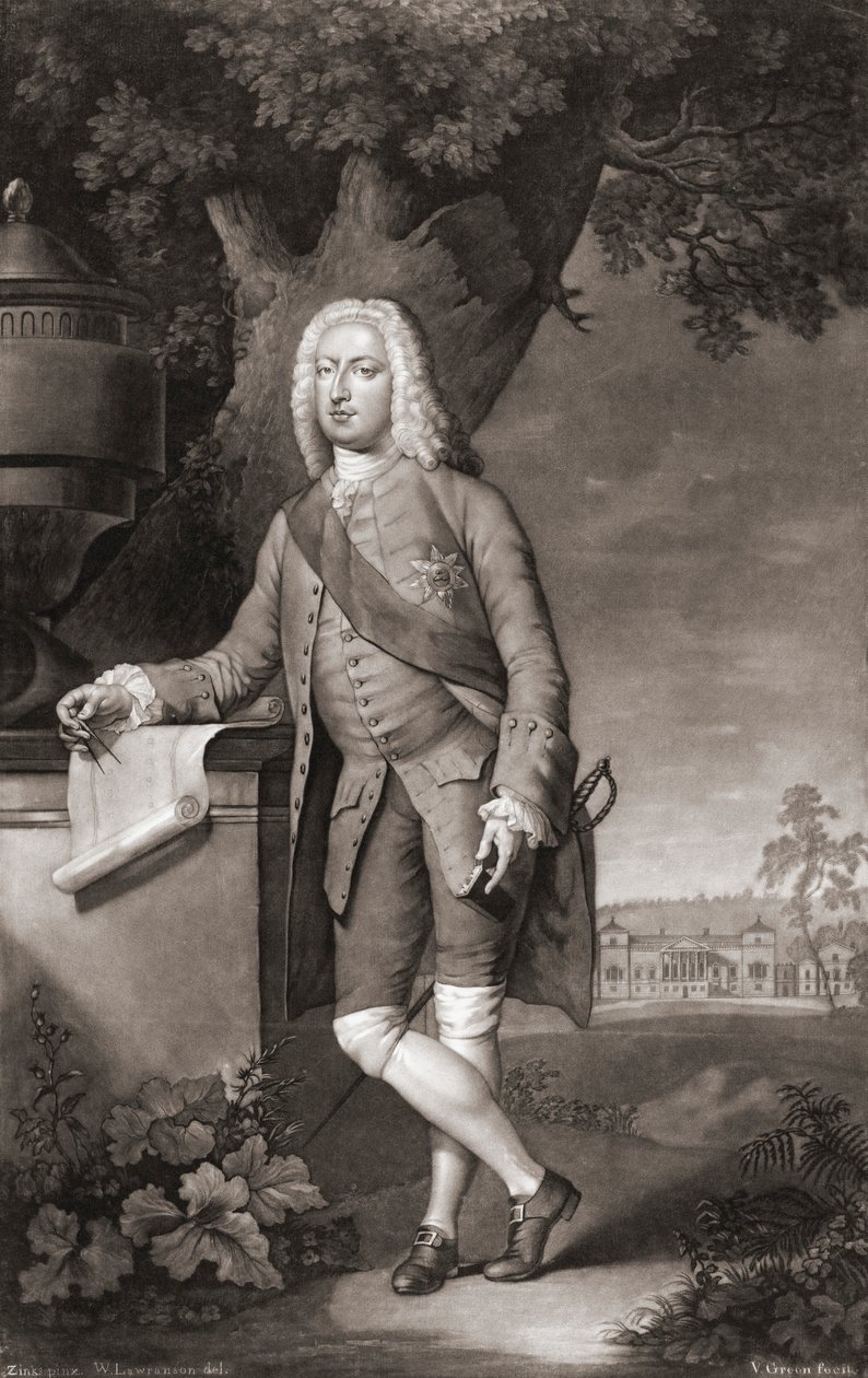 Thomas Coke, graaf van Leicester. Portret. (prent) door Christian Friedrich (after) Zincke