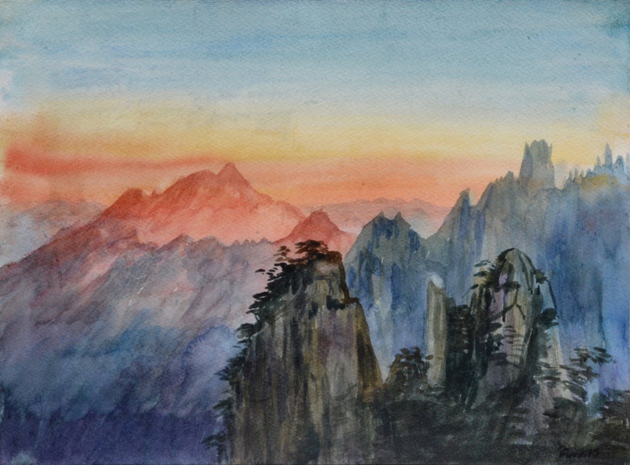 Licht van Boeddha - Zonsopgang Rozenberg, 2015 door Christian Furr