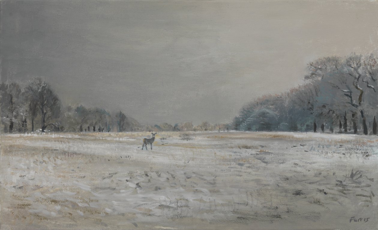 Herten in de sneeuw - Richmond Park, 2015 door Christian Furr