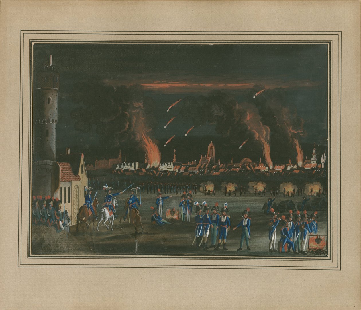 Bombardement van Frankfurt am Main door het Franse leger, 13 juli 1796 door Christian Georg Schütz the Younger