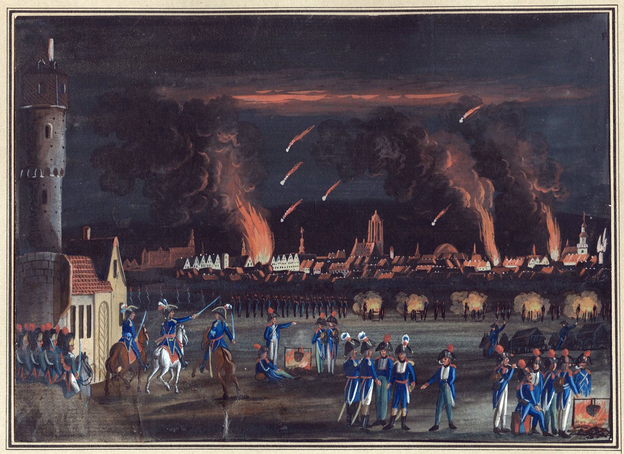 Eerste Coalitie - 13 juni 1796: bombardement van Frankfurt am Main door de Fransen door Christian Georg the Elder Schuetz