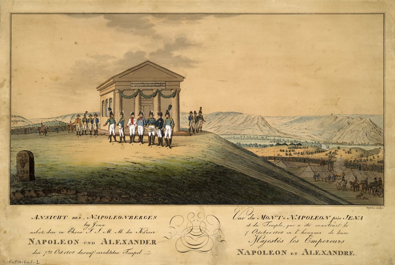 Het Bezoek van Napoleon en Alexander I aan het Slagveld van Jena, 1808 door Christian Gottfried Heinrich Geissler