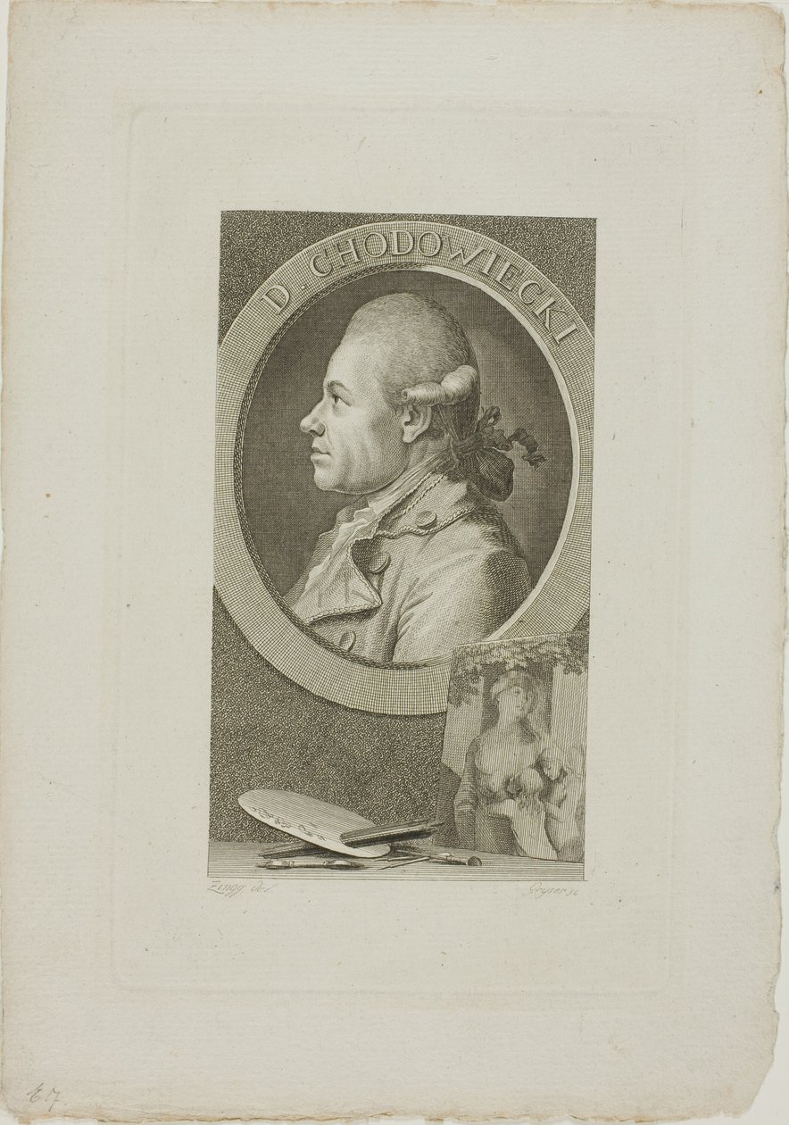 Portret van Daniel Chodowiecki door Christian Gottlieb Geyser