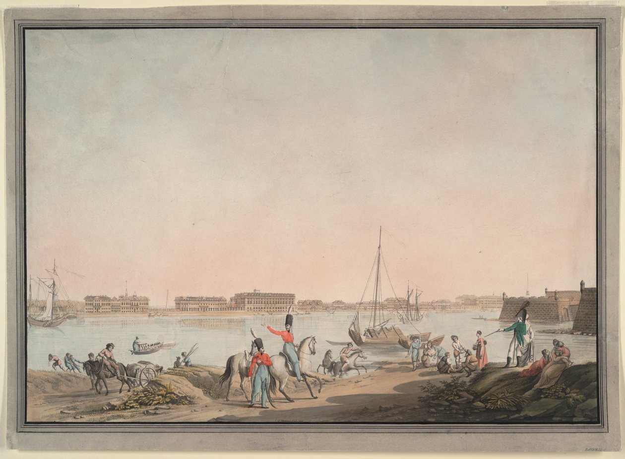 Uitzicht op Sint-Petersburg vanaf de Neva, 1808 door Christian Gottlieb Hammer