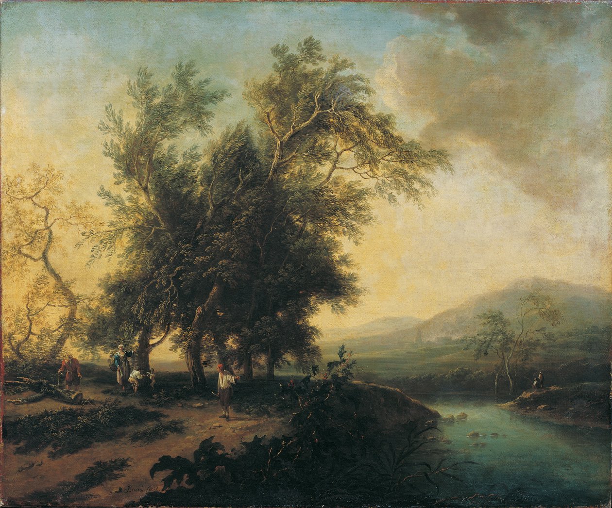 Landschap met figuren door Christian Hilfgott Brand
