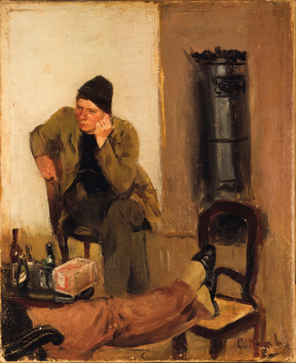 Charles Lundh in gesprek met Christian Krohg door Christian Krohg