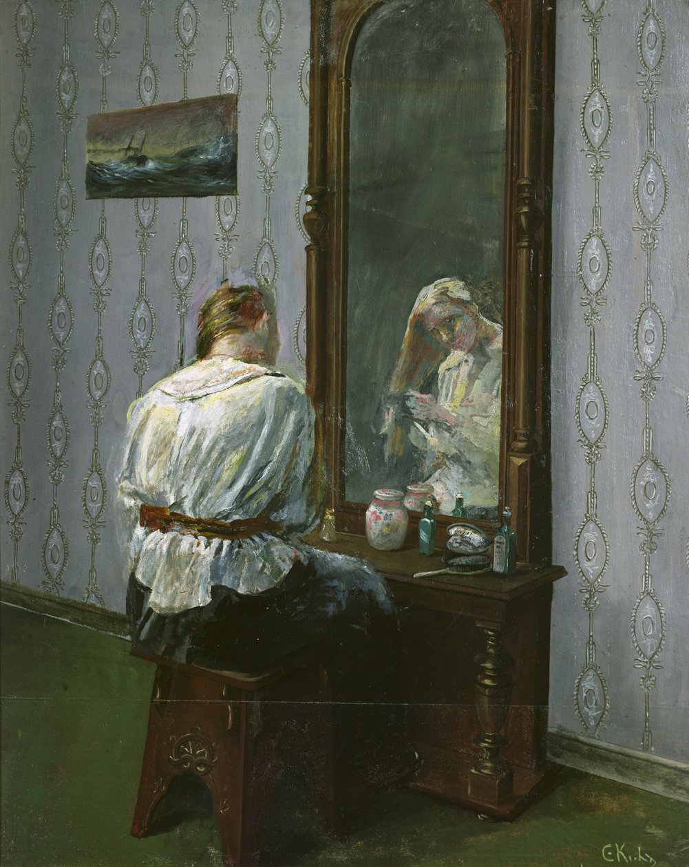 Voor de spiegel door Christian Krohg