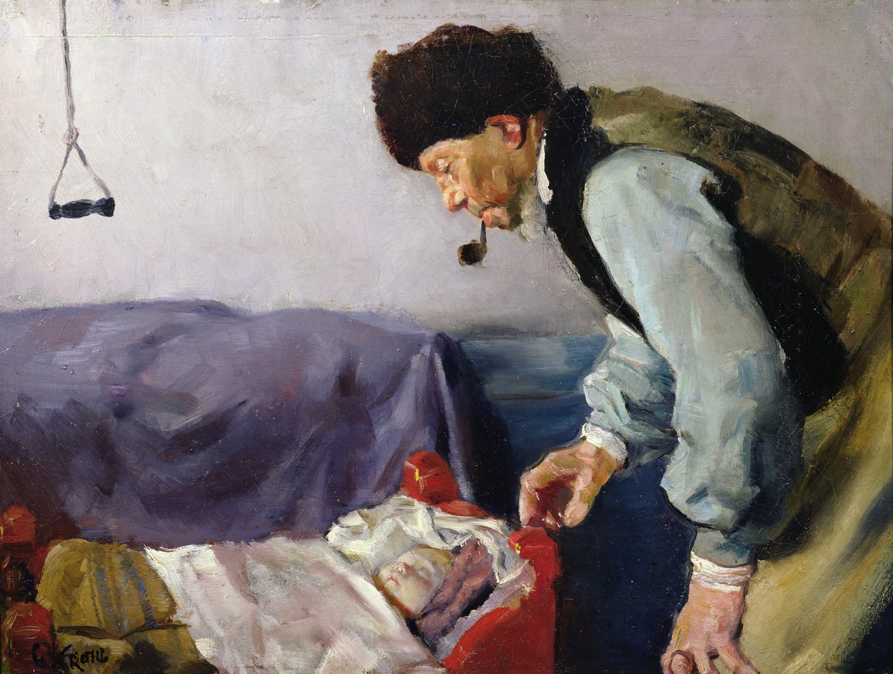 Niels Haihede en kleine Sophus door Christian Krohg