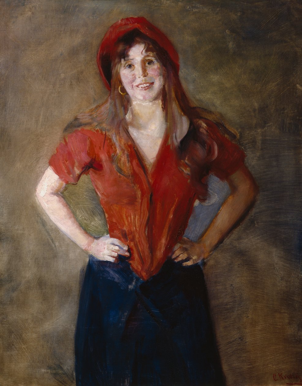 Oda in het rood (studie) door Christian Krohg