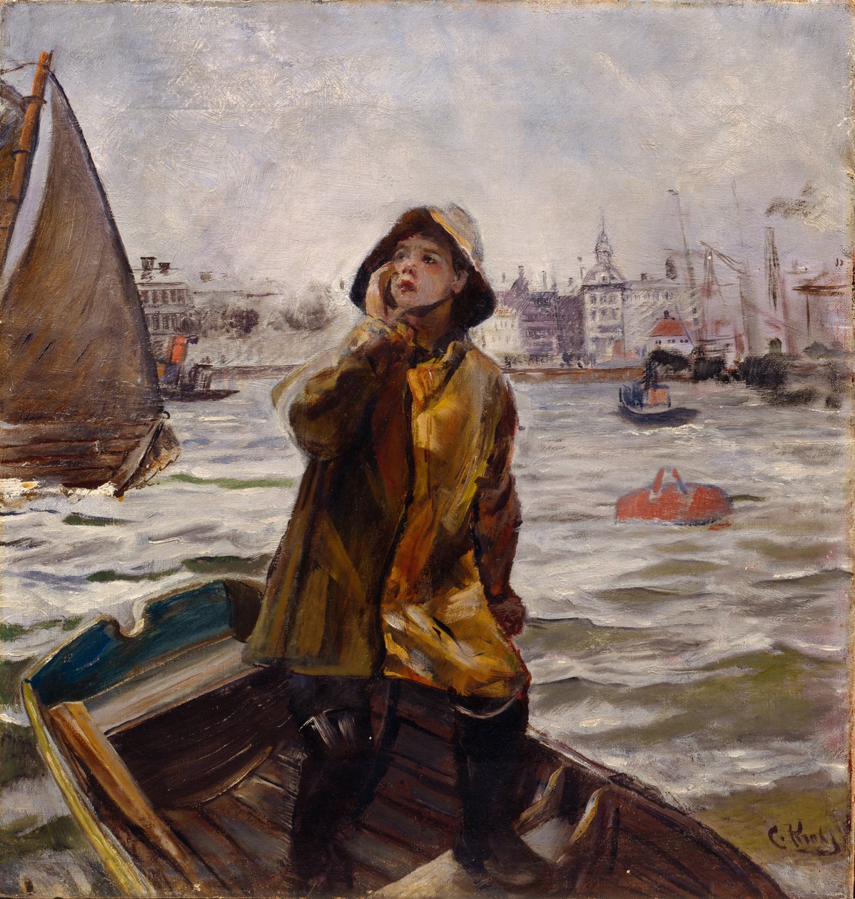 Pilotenjongen bij Bergens Våg (Baai) door Christian Krohg