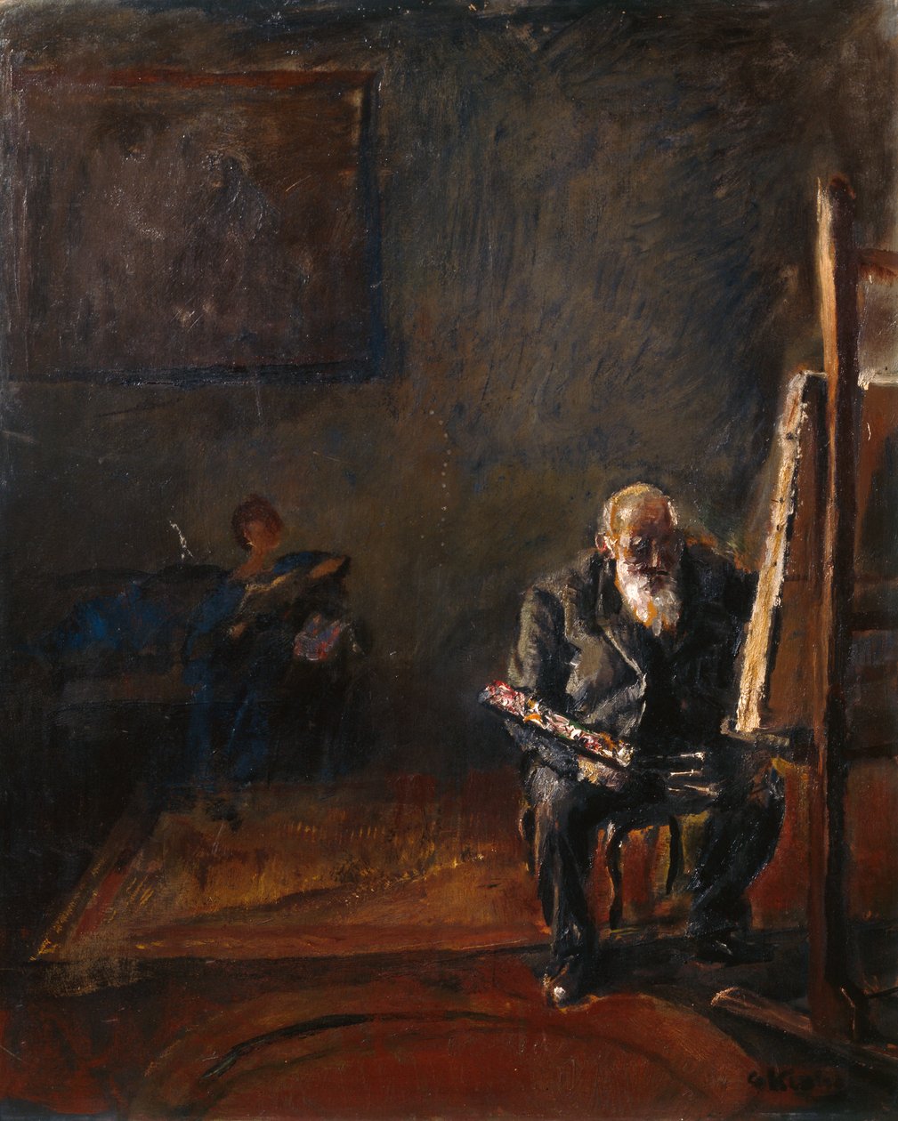 Zelfportret bij de ezel door Christian Krohg