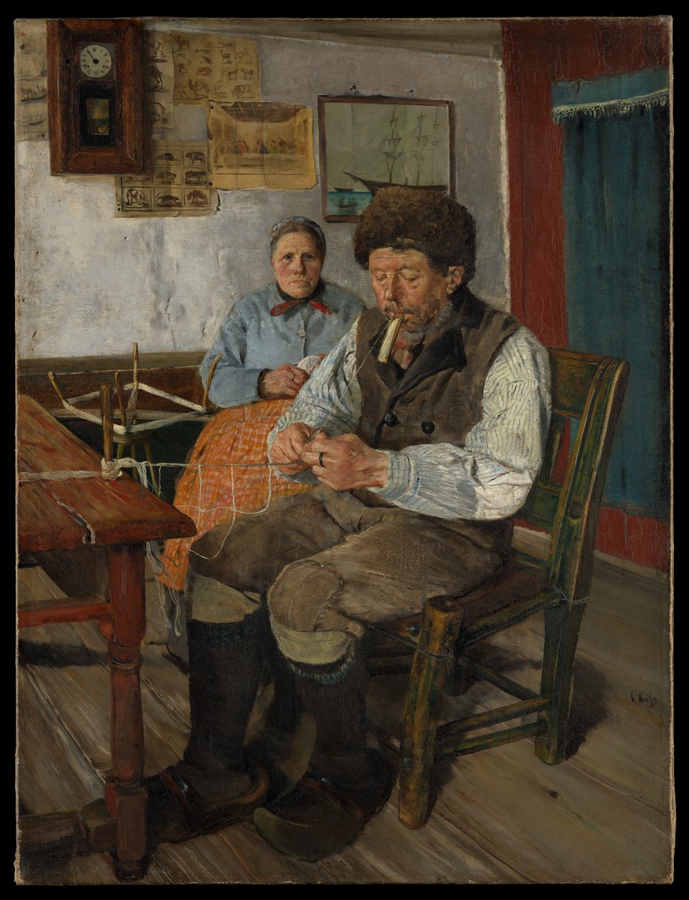 The Net Mender (Garnbinderen) door Christian Krohg