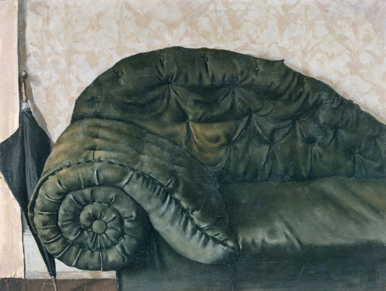 bank en paraplu (schilderij) door Christian Krohg