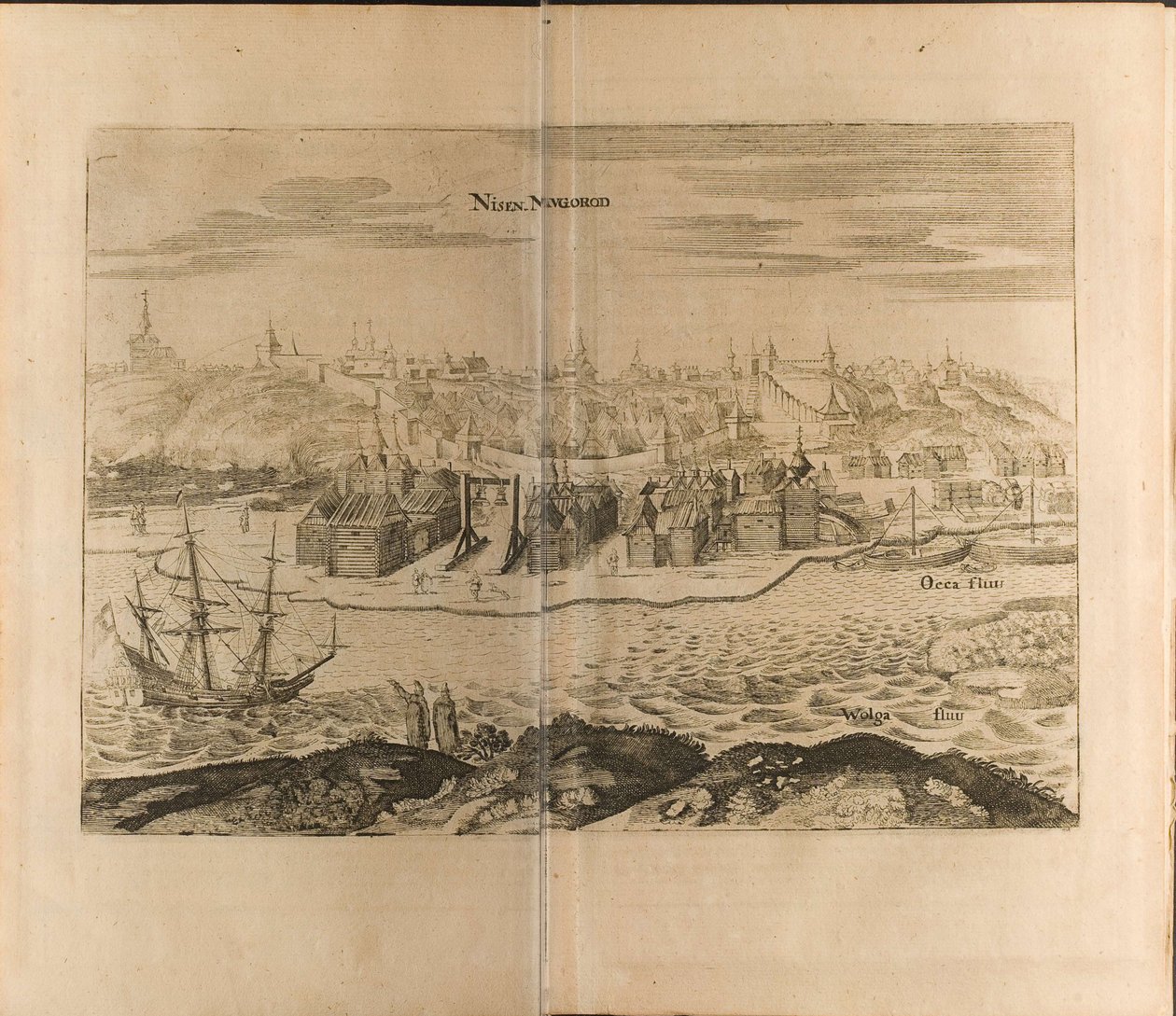 Nizhny Novgorod Illustratie uit Reizen naar de Grootvorst van Moskou en de Koning van Perzië door Christian Lorenzen Rothgiesser