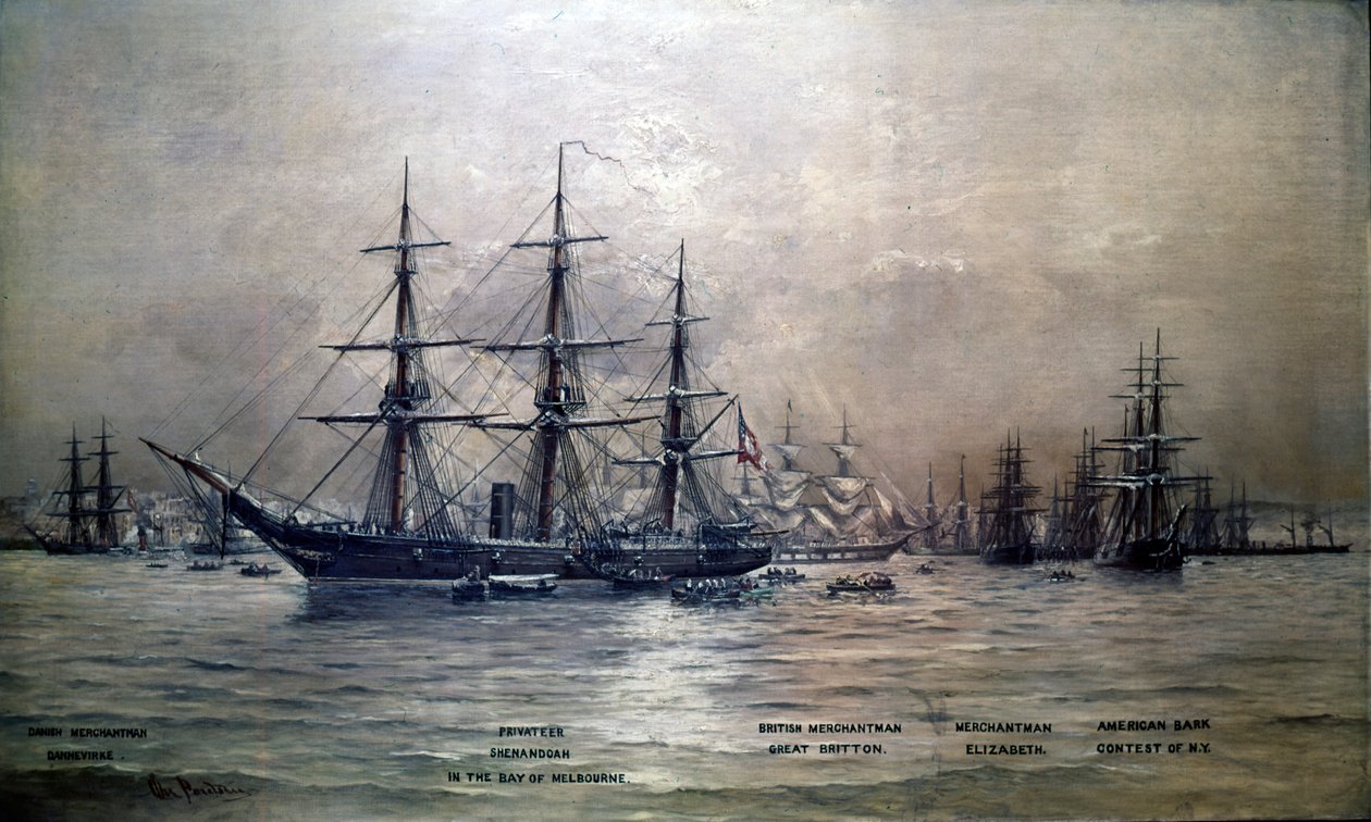 Confederate States Cruiser Shenandoah in de haven van Melbourne, Australië, 1865, ca. 1865 door Christian Poulsen