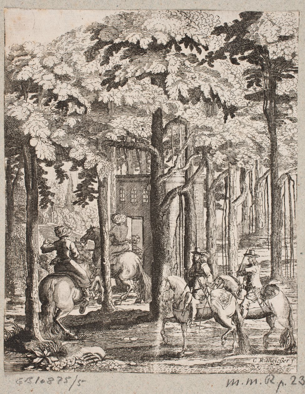 Ruiters in een bos door Christian Rothgiesser