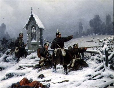 Winter Schermutseling bij een Heiligdom, 1846 door Christian Sell