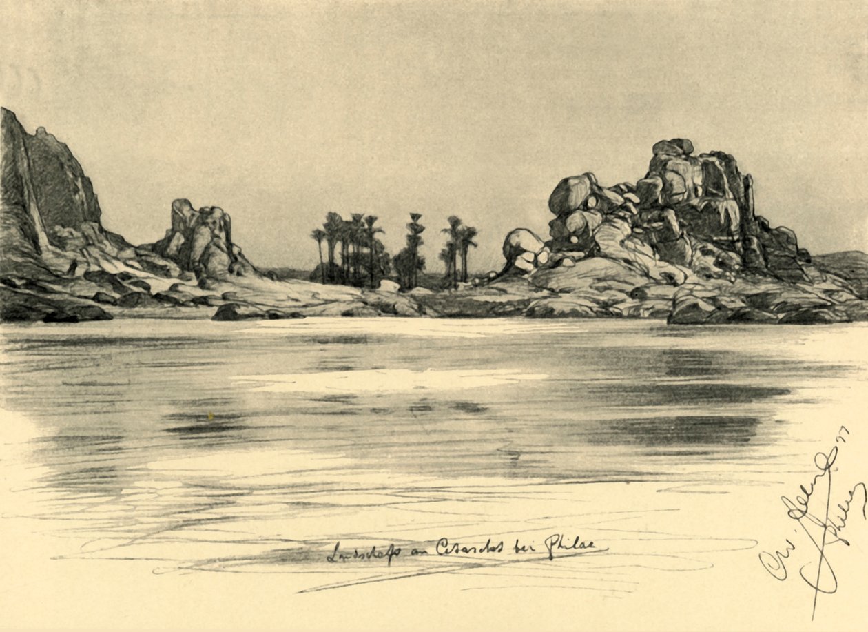 Eerste Cataract nabij het eiland Philae aan de rivier de Nijl, Egypte, 1898 door Christian Wilhelm Allers