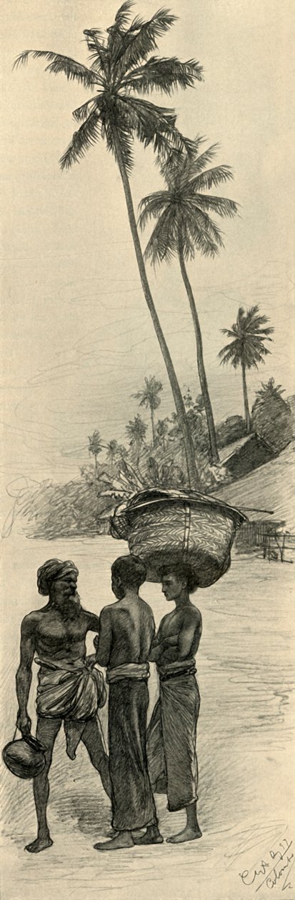 Groep mannen, Colombo, Ceylon door Christian Wilhelm Allers