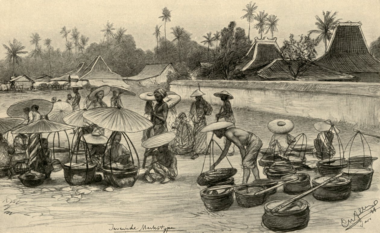 Marktscène, Java door Christian Wilhelm Allers