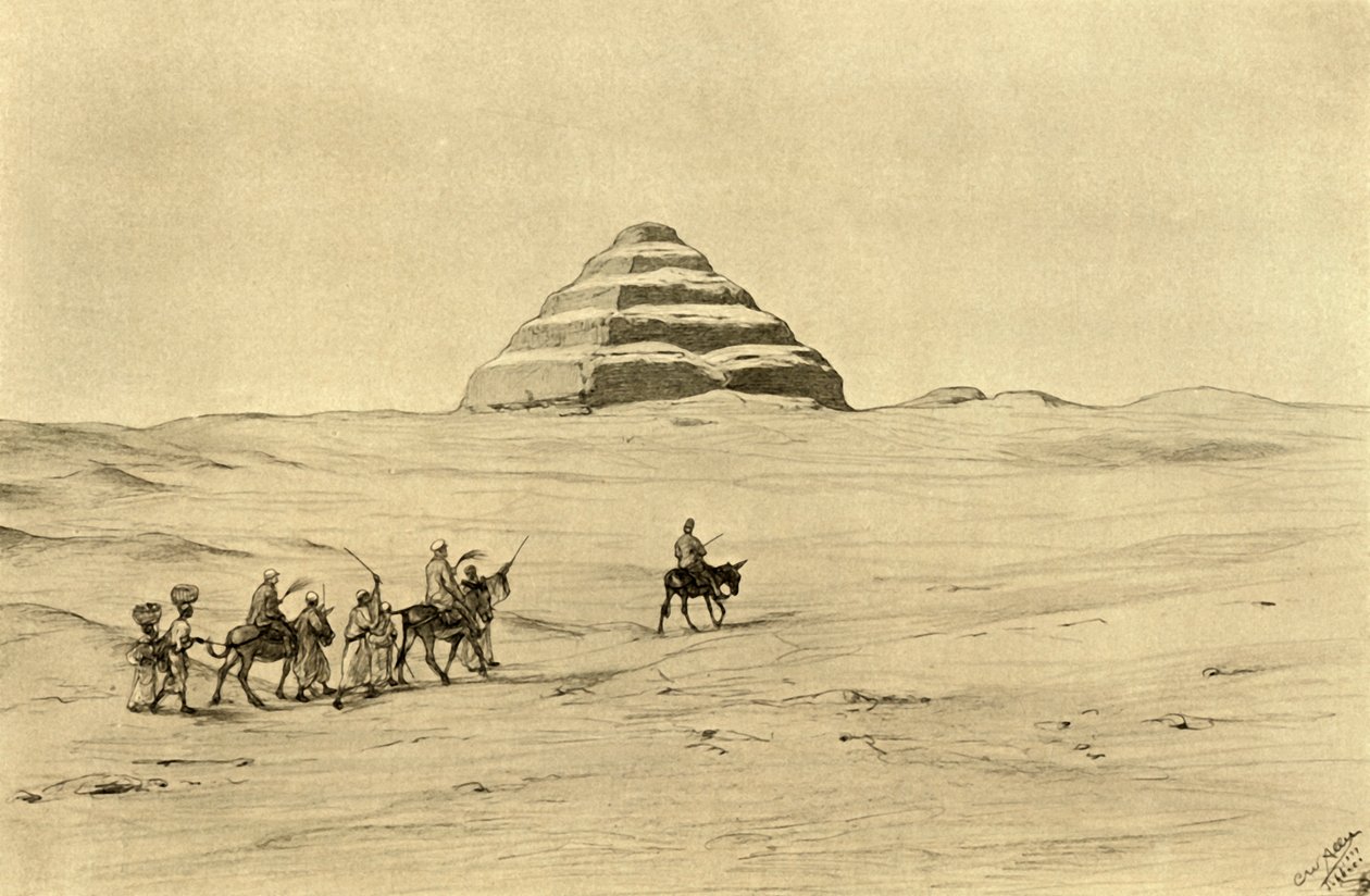 Piramide van Djoser in Saqqara, nabij Caïro, Egypte door Christian Wilhelm Allers