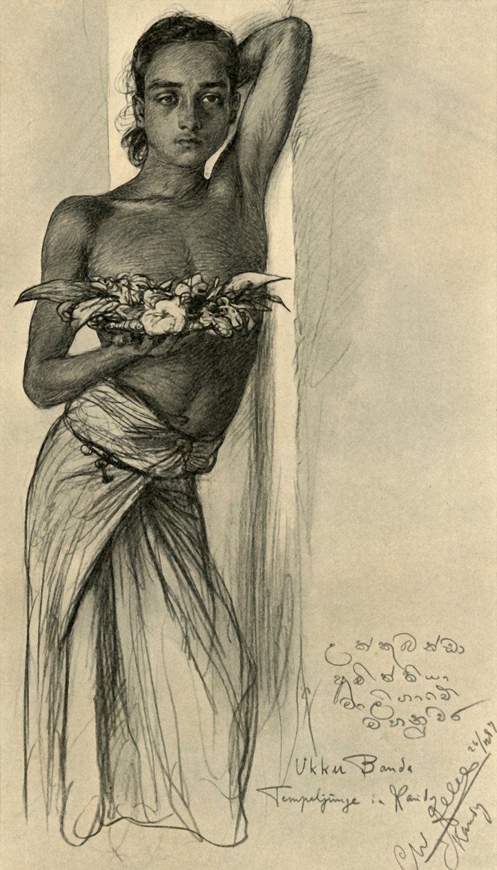 Ukku Banda, jonge man bij een tempel, Kandy, Ceylon door Christian Wilhelm Allers