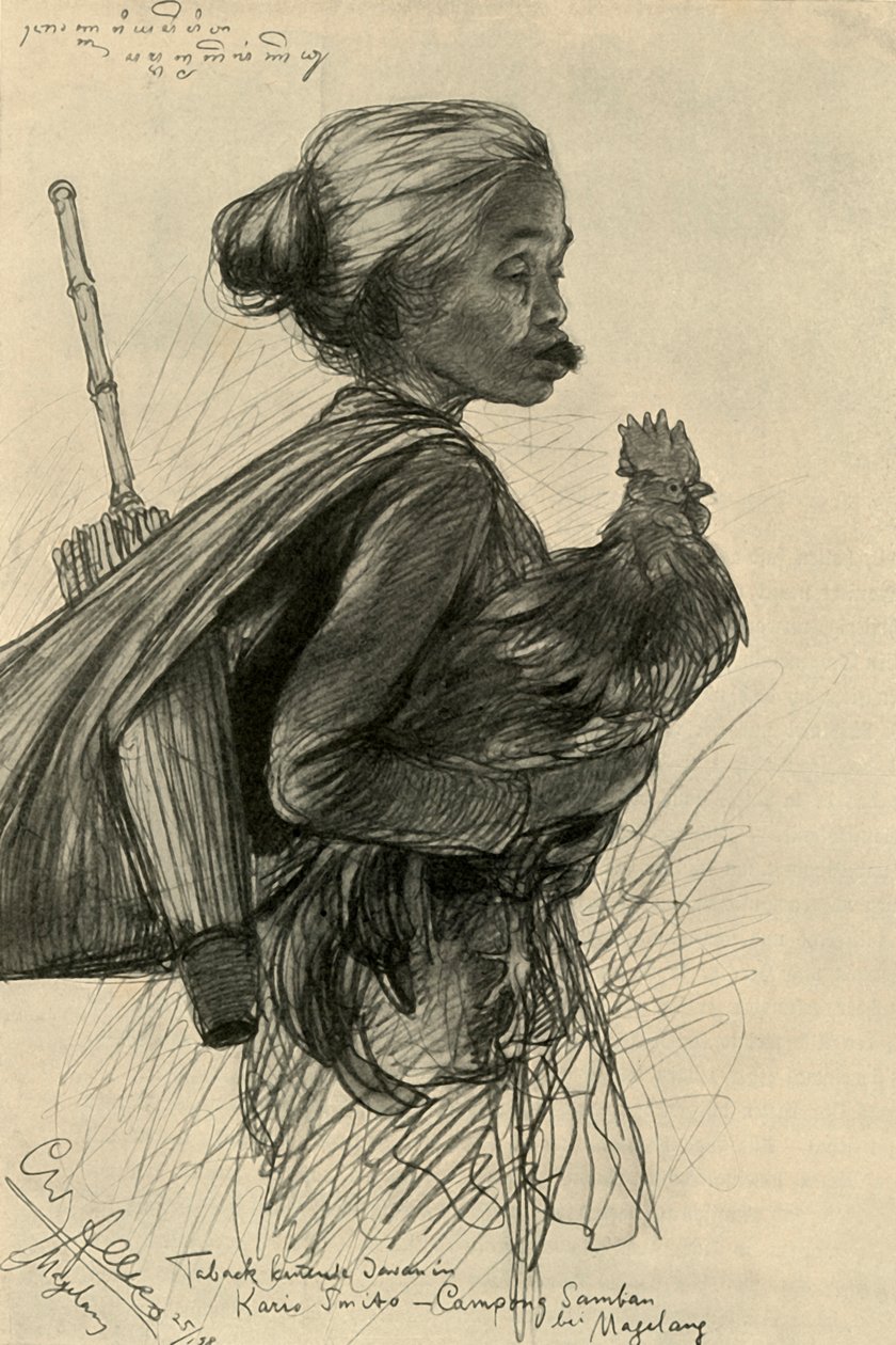 Vrouw die tabak kauwt, Magelang, Java door Christian Wilhelm Allers