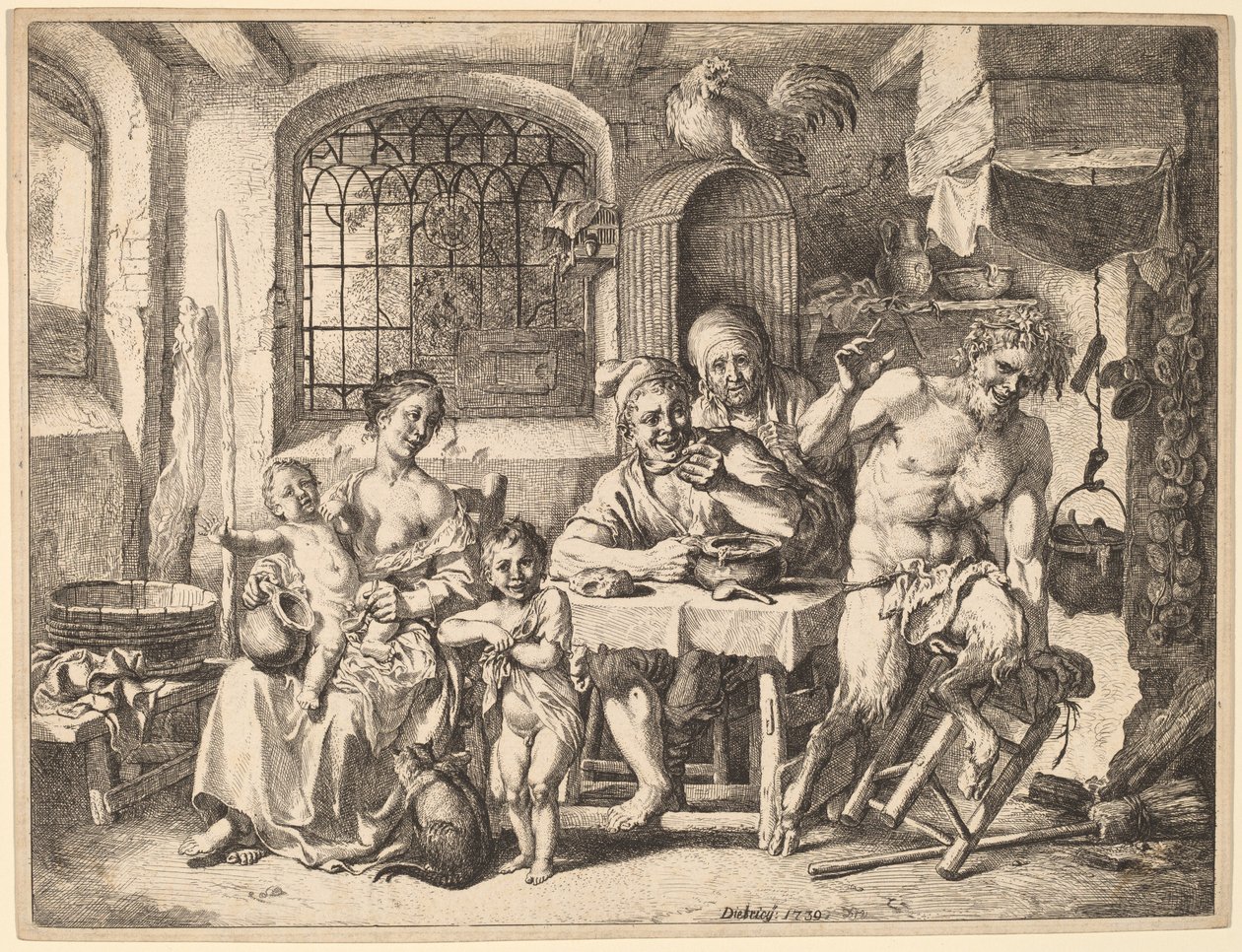 Een Sater Bezoekt een Boerenfamilie door Christian Wilhelm Ernst Dietrich