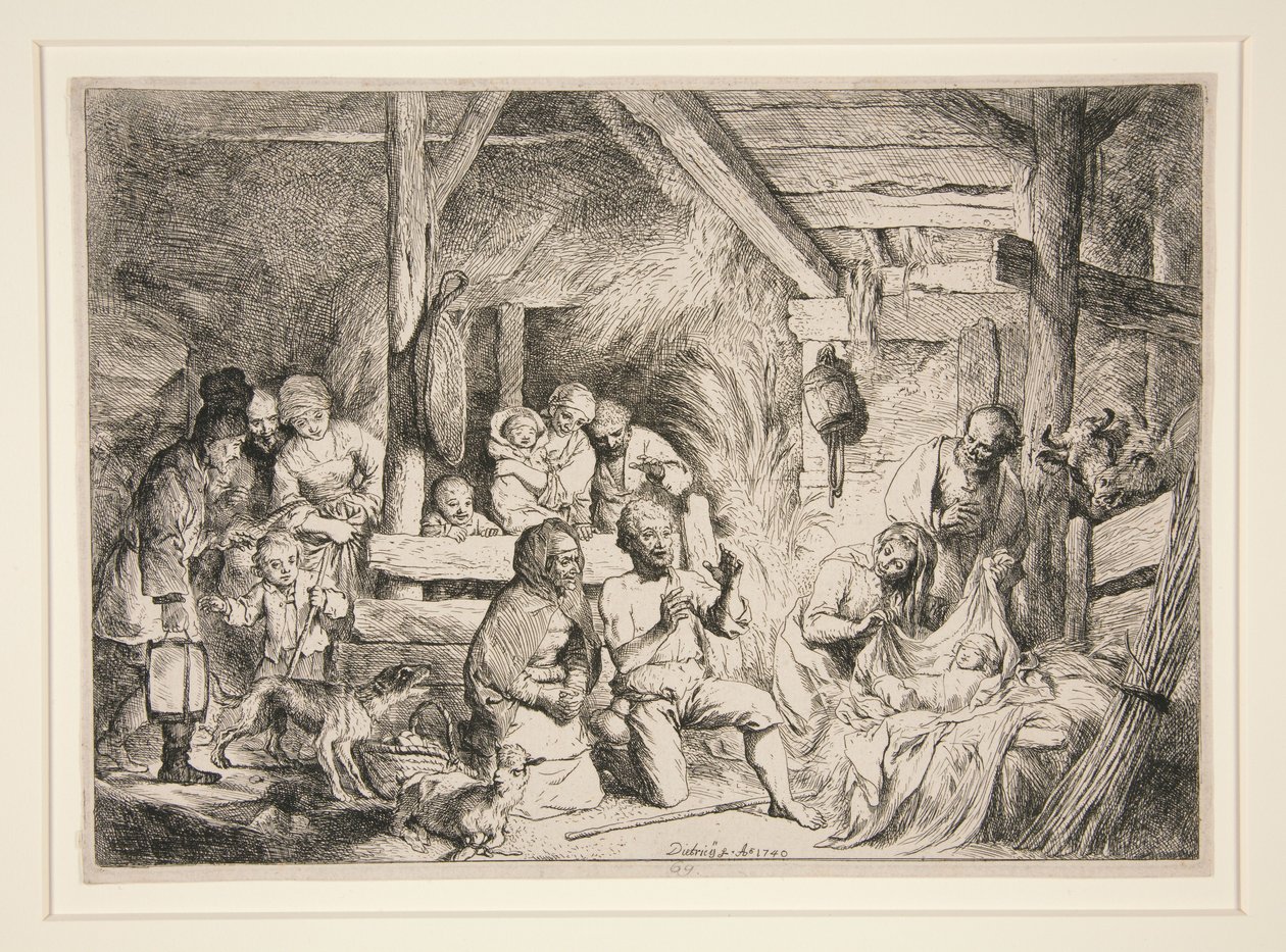 De aanbidding van de herders door Christian Wilhelm Ernst Dietrich