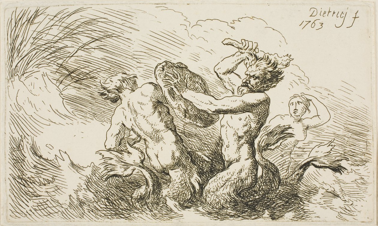 Slag van de Tritons door Christian Wilhelm Ernst Dietrich