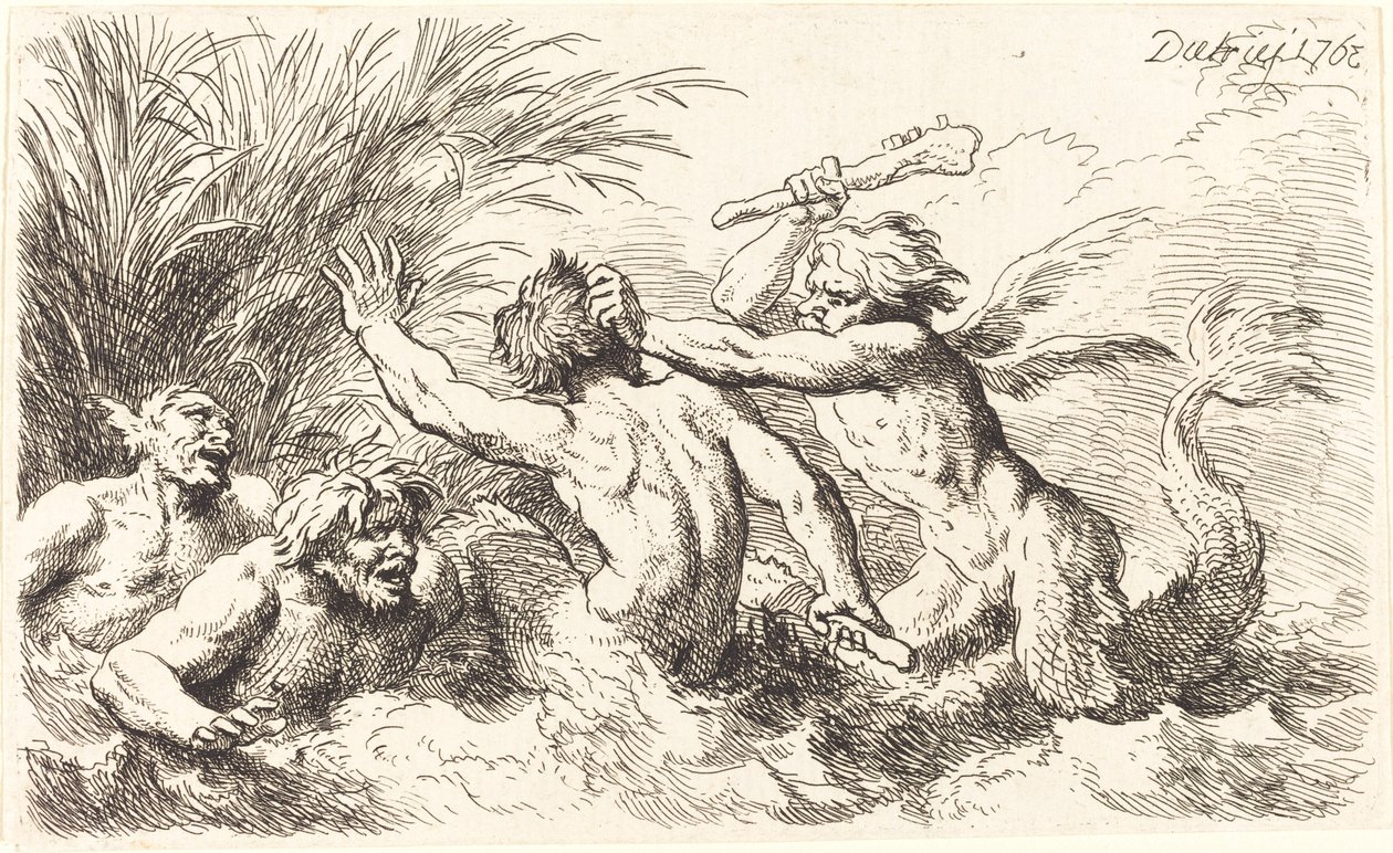 Strijdende Tritons door Christian Wilhelm Ernst Dietrich