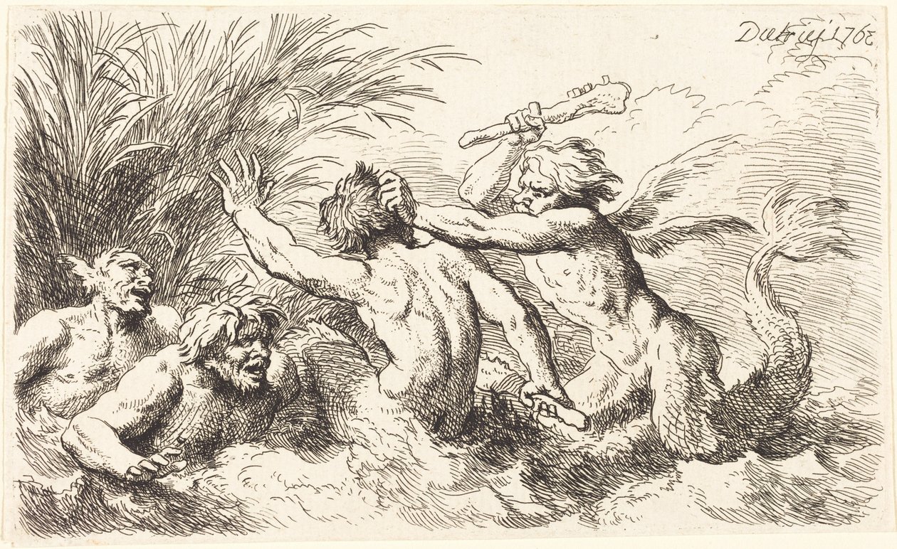 Strijdende tritons door Christian Wilhelm Ernst Dietrich