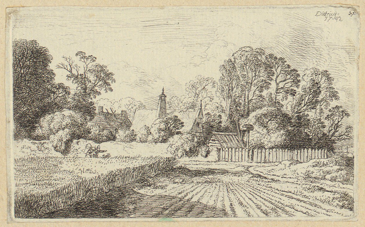 Borstbeeld van een jonge man met een tekenpen in de hand door Christian Wilhelm Ernst Dietrich
