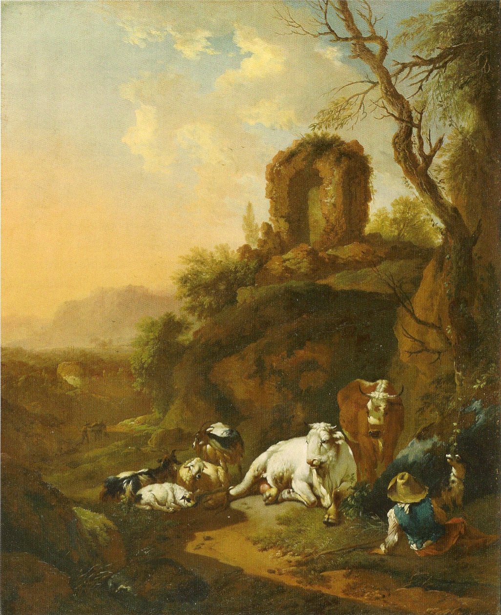 Landelijk landschap met ruïne door Christian Wilhelm Ernst Dietrich