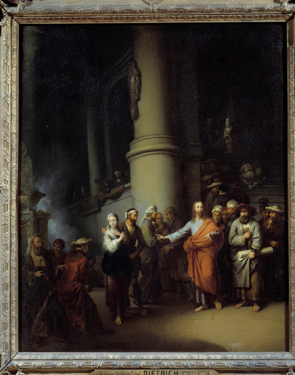 Christus en de overspelige vrouw door Christian Wilhelm Ernst Dietrich