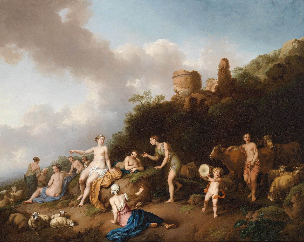 Diana en haar nimfs door Christian Wilhelm Ernst Dietrich