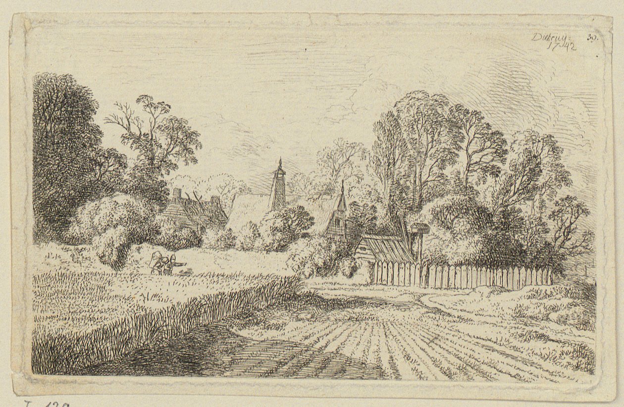 Een pad naast een korenveld door Christian Wilhelm Ernst Dietrich