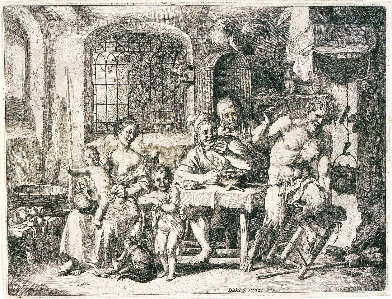 Satyr en boeren door Christian Wilhelm Ernst Dietrich