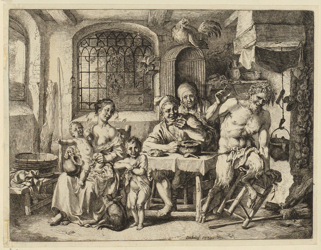 Satyr bij de boer door Christian Wilhelm Ernst Dietrich