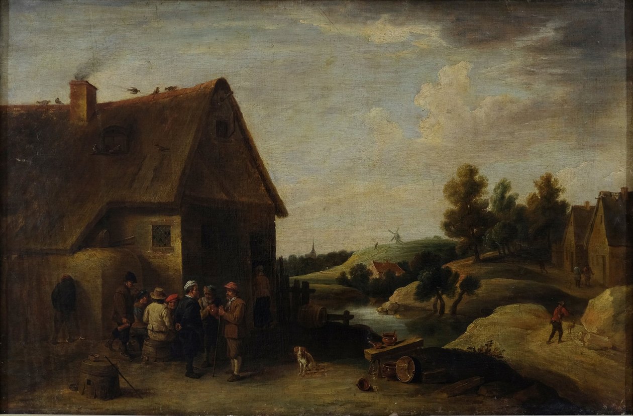 Scène uit het plattelandsleven door Christian Wilhelm Ernst Dietrich