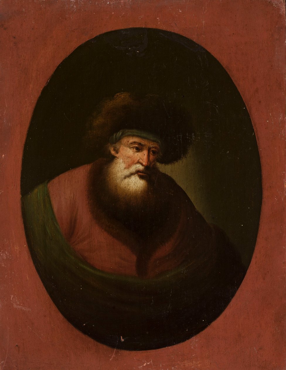 Oude man met groene stof door Christian Wilhelm Ernst Dietrich