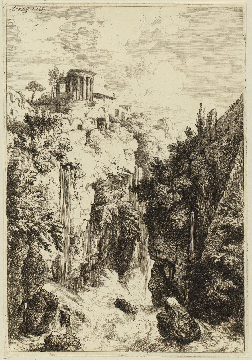 Tempel van de Sibille bij Tivoli door Christian Wilhelm Ernst Dietrich