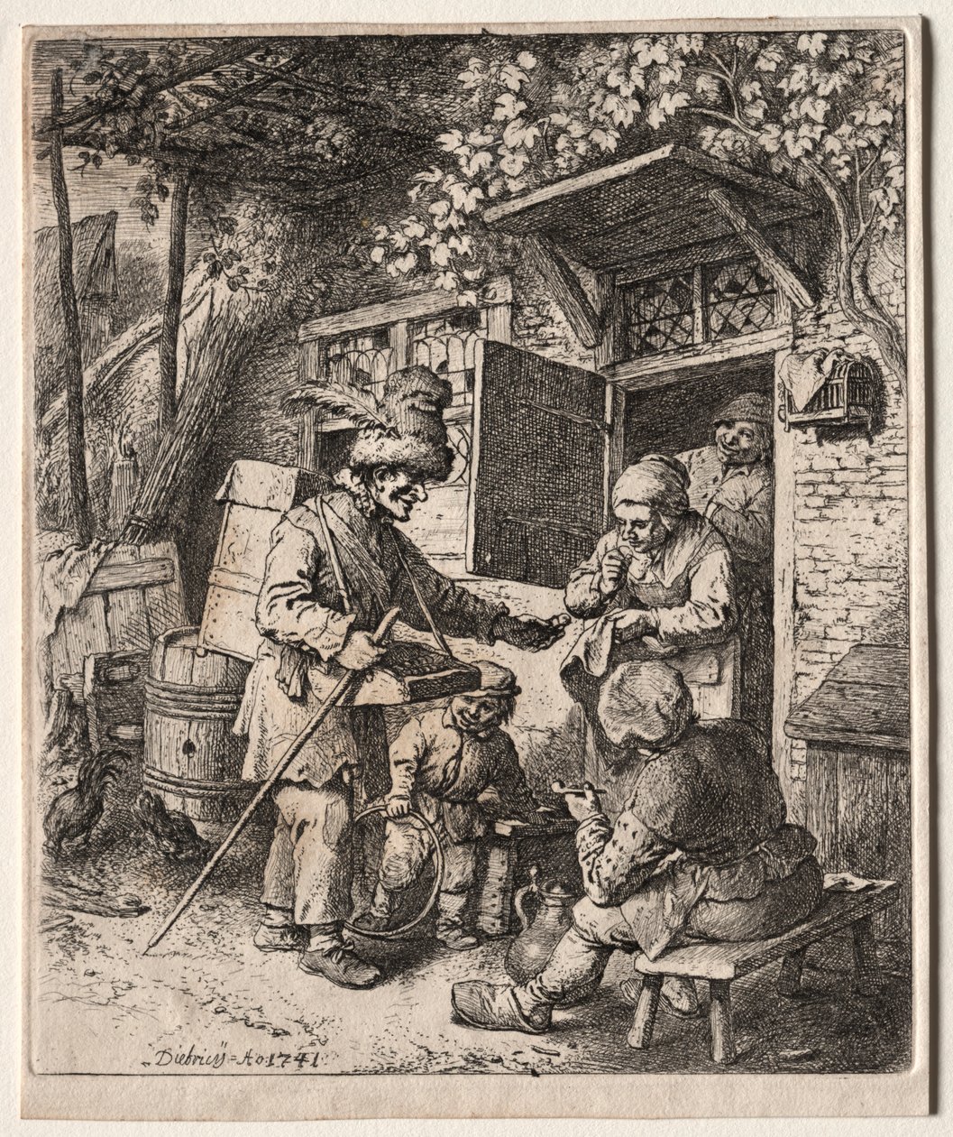 De marskramer, 1741 door Christian Wilhelm Ernst Dietrich